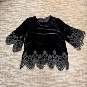 Kobi Halperin Black Velvet Lace Blouse